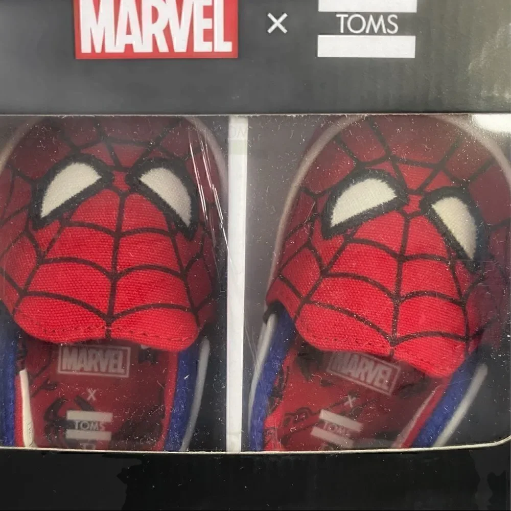Toms x Marvel Spiderman Face Print Tiny Lima Toddlers Slip On size 2T